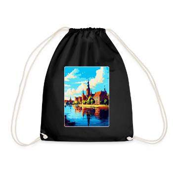 Szczecin Pologne Affiche de voyage vintage souvenir WPA - Sac de sport léger - noir - Devant