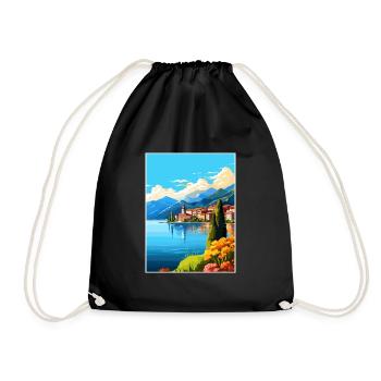 Comer See Italien Dekoration Vintage Reiseposter - Turnbeutel - Schwarz - Vorne