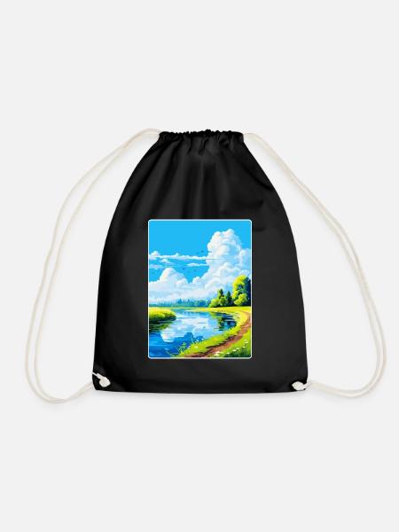 Donau Auen Deutschland Vintage Reiseplakat Souvenir - Turnbeutel - Schwarz