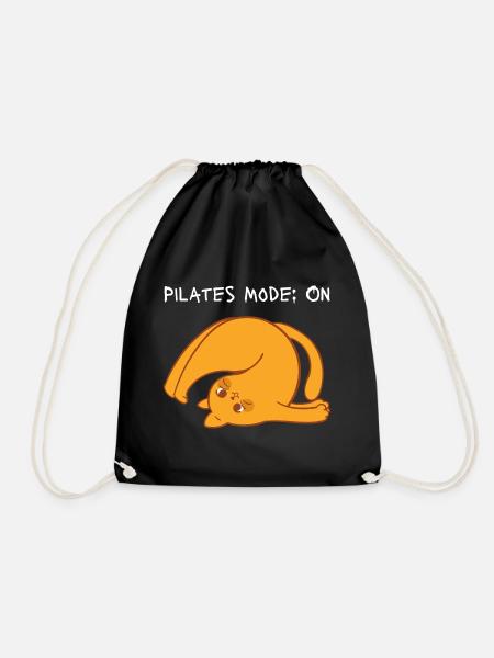 Lustiges Pilates Katzen Motiv | Pilates Mode ON - Turnbeutel - Schwarz