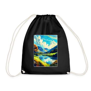 Lake District England Uk Vintage Travel Poster WPA - Drawstring Bag - black - Front