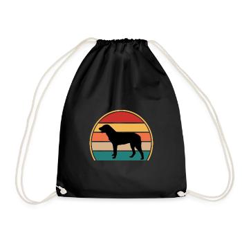 Cao De Castro Laboreiro Hund Silhouette Retro Sonne - Turnbeutel - Schwarz - Vorne