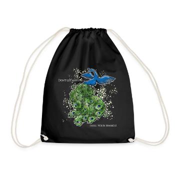 vogel pfau art deco simpel spruch lustig funken - Turnbeutel - Schwarz - Vorne