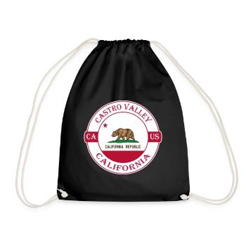 Castro Valley California Flagge USA Souvenir Logo - Turnbeutel - Schwarz - Vorne