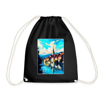 Schaffhausen Switzerland Vintage Travel Poster WPA - Drawstring Bag - black - Front