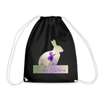 Frohe Ostern Hase - Turnbeutel - Schwarz - Vorne