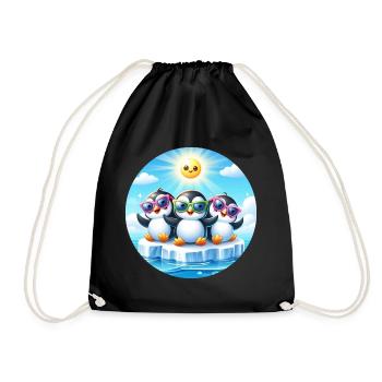Funny Penguins 2 - Drawstring Bag - black - Front