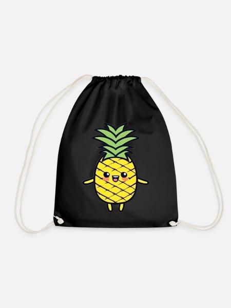 Fröhliche Ananas Cartoon-Charme - Turnbeutel - Schwarz