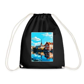 Eskilstuna Suède Affiche de voyage vintage souvenir - Sac de sport léger - noir - Devant