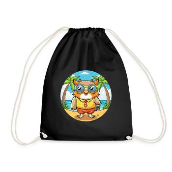 Eule Lustige Cartoon Sommer Strand Sonnenbrille - Turnbeutel - Schwarz - Vorne