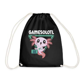 Gamesolotl Videospiel Axolotl Wassertier Gamer - Turnbeutel - Schwarz - Vorne