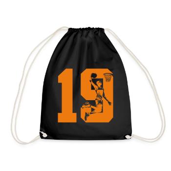 NUMMER 19 BASKETBALL 19. GEBURTSTAG - Turnbeutel - Schwarz - Vorne
