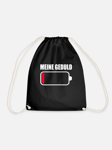 Meine Geduld Akku Leer Batterie Rot Ladebalken - Turnbeutel - Schwarz