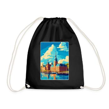 Helsingborg Sweden Vintage Travel Poster Souvenir - Drawstring Bag - black - Front