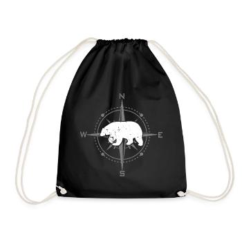 Compass with polar bear | Nordland - Drawstring Bag - black - Front