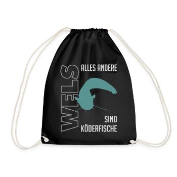 Wels angeln Waller fischen Sportfischen auf Wels - Turnbeutel - Schwarz - Vorne