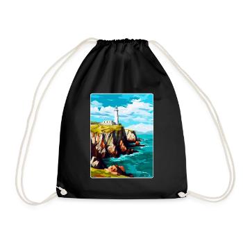 South Stack Cliffs Anglesey Vintage Reiseposter - Turnbeutel - Schwarz - Vorne