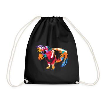 Munteres Shetlandpony Reitbegleiter - Turnbeutel - Schwarz - Vorne