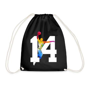 NUMMER 14 BASKETBALL 14. GEBURTSTAG - Turnbeutel - Schwarz - Vorne
