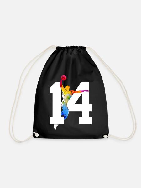 NUMMER 14 BASKETBALL 14. GEBURTSTAG - Turnbeutel - Schwarz