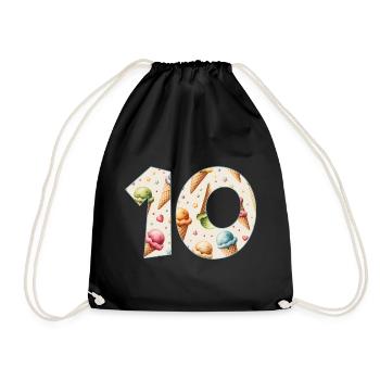 EISCREME NUMMER 10 JAHRE EIS 10. GEBURTSTAG - Turnbeutel - Schwarz - Vorne