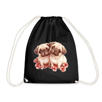Mops - Turnbeutel - Schwarz - Vorne