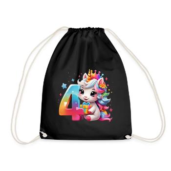 NUMMER 4 JAHRE EINHORN 4. GEBURTSTAG - Turnbeutel - Schwarz - Vorne