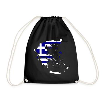 Greece Flag Map - Drawstring Bag - black - Front