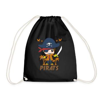 Piraten Kindergeschenk Babygeschenk Kinder Bube - Turnbeutel - Schwarz - Vorne