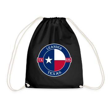 Leander Texas Flagge USA Reise Souvenir Abzeichen - Turnbeutel - Schwarz - Vorne