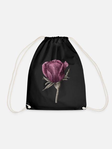Rose Blume - Turnbeutel - Schwarz