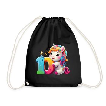 NUMMER 10 JAHRE EINHORN 10. GEBURTSTAG - Turnbeutel - Schwarz - Vorne