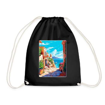 Rhodes Grèce Vintage Voyage Poster WPA Souvenir - Sac de sport léger - noir - Devant