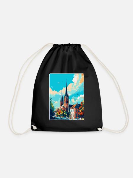 Bielefeld Deutschland Vintage Reiseplakat Souvenir - Turnbeutel - Schwarz