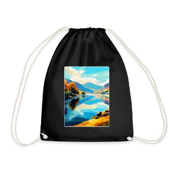 Ullswater Lake District Travel Poster Souvenir WPA - Drawstring Bag - black - Front