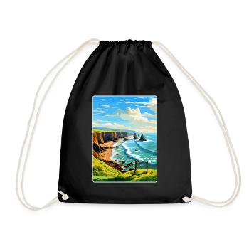 Hartland Quay Devon Vintage Travel Poster Souvenir - Drawstring Bag - black - Front