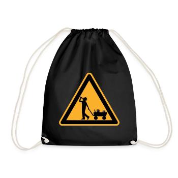 Father's Day warning sign - Drawstring Bag - black - Front