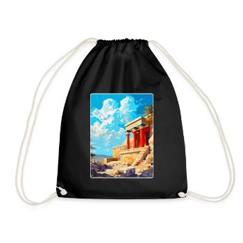 Knossos Palace Greece Vintage Travel Poster WPA - Drawstring Bag - black - Front
