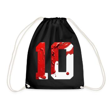 NR. 10 NUMMER 10 ROT WEIß 10. GEBURTSTAG - Turnbeutel - Schwarz - Vorne