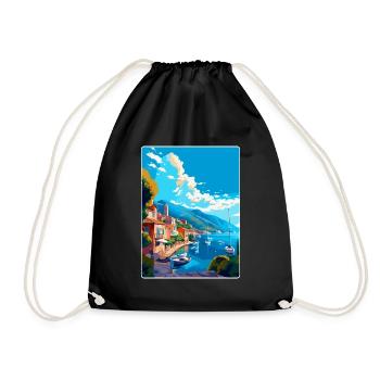 Samos Greece Vintage Travel Poster WPA Souvenir - Drawstring Bag - black - Front
