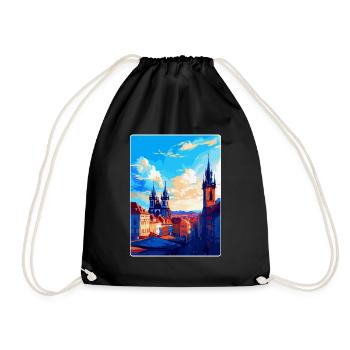 Prague Czech Republic Vintage Travel Poster WPA - Drawstring Bag - black - Front