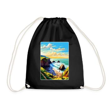 Hartland Quay Devon Vintage Travel Poster Souvenir - Drawstring Bag - black - Front