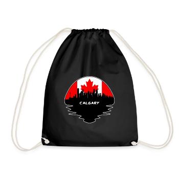 Calgary Kanada Flagge Skyline Silhouette Reisen - Turnbeutel - Schwarz - Vorne