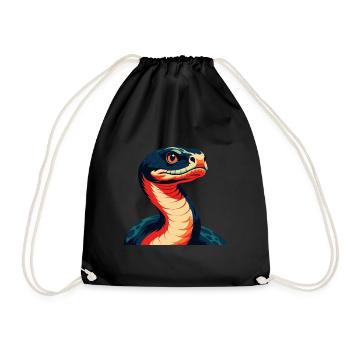 Anaconda Zeichentrickfigur Buntes Haustier Tier - Turnbeutel - Schwarz - Vorne