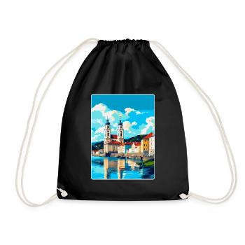 Passau Germany Vintage Travel Poster Souvenir WPA - Drawstring Bag - black - Front