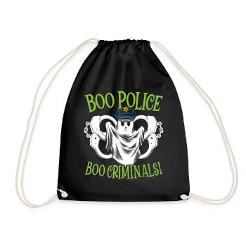 Buh Polizei, buh Kriminelle! Polizist Halloween - Turnbeutel - Schwarz - Vorne