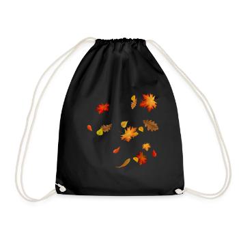 Herbstblätter - Bunte Ahorn- und Eichenblätter - Turnbeutel - Schwarz - Vorne