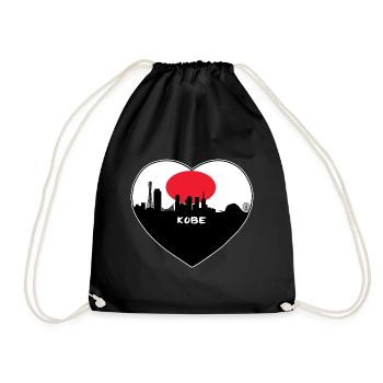 Kobe Japan Flagge Skyline Reise Souvenir - Turnbeutel - Schwarz - Vorne