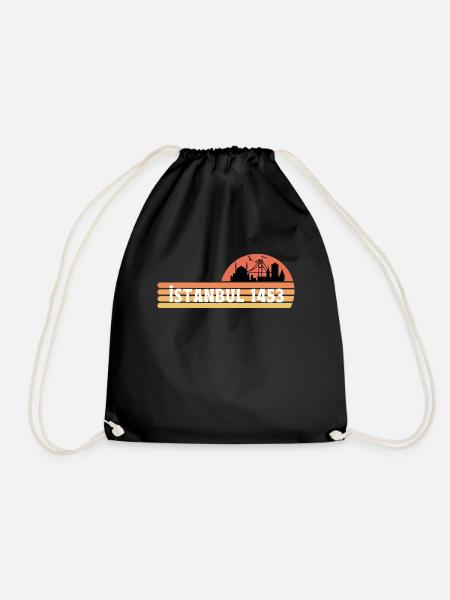 Skyline of Istanbul in a retro design - Drawstring Bag - black