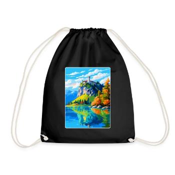 Château de Bled, Slovénie, Affiche de voyage vintage, WPA, Art - Sac de sport léger - noir - Devant